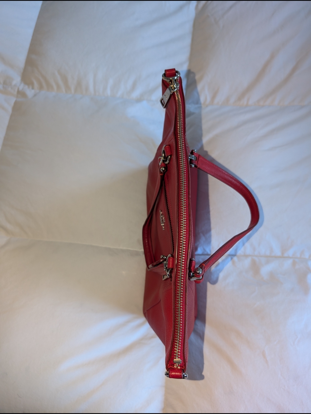 Coach Prairie 2-Way Cherry Red Pebbled Leather Handbag - Picture 7 of 15